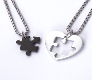 Jigsaw Heart Çift Kolye Titanyum Çelik Kolye Moda Takı Çift Kolye9342904