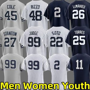 2024 Özel Yankees Beyzbol Formaları Anthony Volpe Anthony Juan Soto Rizzo Aaron Yargıç Gerrit Cole Derek Jeter Marcus Stroman Giancarlo Stanton Cabrera Jersey