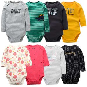 Rompers 3/6 PCS мальчики девочки Bodysuits с длинным рукавом полоса 100% хлопковая детская одежда 0-24 месяца новорожденного Bebe Bebe Jompuit Clothing L47