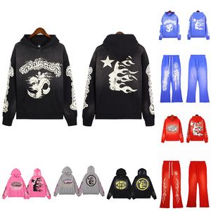 Hellstar Hoodie Erkek ve Kadın Yüksek1 kaliteli kapüşonlu tişörtü kadın Amerikan retro çamur baskı eski sporlar rahat hoparlör pantolon boyutu S-XL