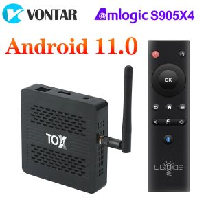 Box Tox3 Smart TV Box Android 11 4GB 32GB с Amlogic S905X4 2T2R Dual Wi -Fi 1000M Интернет BT4.1 Поддержка AV1 4K DLNA Media Player