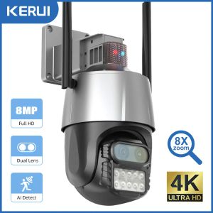 Lens 8MP / 4MP WiFi Kamera Duallens Video Gözetim IP Kamera 8x Dijital Zoom Renk Gece Görüşü Outdoor 4K Güvenlik CCTV Kamera