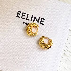 Üç-Bir Arada Tasarımcı Küpeler Lüks Tasarımcı Küpe Sterling Gümüş Hoop Saplama 18K Altın Fırçalı Altın Renk Çemberi Küpe Kadınlar Partisi Düğün Mücevherleri