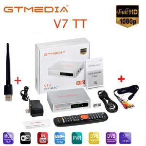 Box gtmedia v7 tt dvbt/t2/cabo/j.83b receptor de TV terrestre 1080p hd decodificador de caixa de TV digital Full for multi plp USB