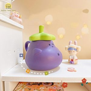 Kupalar 500ml yaratıcı patlıcan seramik kupa sevimli kahve saplı sebzeler ile şekil ofis fincanları çocukların creativei hediyeleri