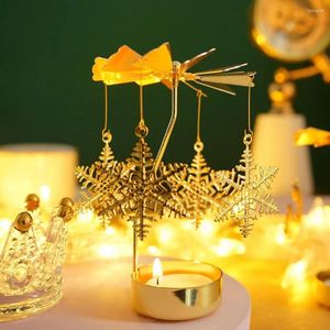 Candele Candele Dining Room Table Centrotavola Golden Letre Foglie Carousel Candlestick per festa di nozze Speciale di Natale