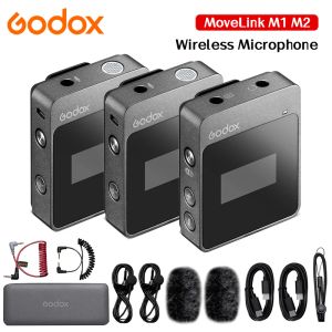 Mikrofonlar Godox Movelink M1 M2 Lavalier 2.4GHz Kablosuz Mikrofon Telefon için KablosuzTransmitter Alıcı DSLR Kamera Akıllı Telefon Tabletleri