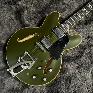 Новый электрогитарный матовой зеленый цвет джазовый лостовый кузов 335 махогановый шейный аппаратный оборудование Hollow Body Guitar