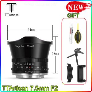 Accessori ttartisan 7,5 mm f2 manuale di ingrandimento focus lente fotocamera per pesca per Sony e Fuji x Canon M/R M4/3 Nikon Z Leica L Camera