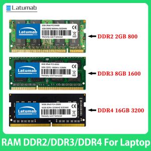 RAMS Latumab Sodimm Memoria DDR4 DDR3 DDR3L DDR2 16GB 8GB 4GB 2GB 3200 2666 2400 2133 1866 1600 1333 800 667 MHz Laptop RAM Memoria