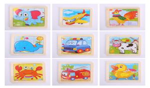 20 PCS Tekrarsız 1111cm Çocuk Oyuncak Ahşap Ahşap Ahşap 3D Bulmaca Yapbozlar İçin Jigsaw Bebek Karikatür AnimalTraffic Bulmacalar Eğitim4122388