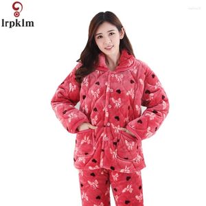 Ev Giyim Hamile Kadınlar Pijama Kalın Sıcak Gece Giyim Takımları Karikatür Yastıklı Pijamalar Kadın Nighty 2024 Kış Boş Zaman JW316