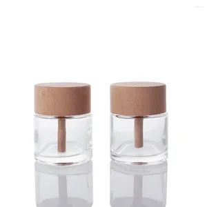 Бутылки для хранения стеклянные диффузор с деревянной крышкой портативные 50 мл мини -эфирные масло контейнеры Diy пустые духи.