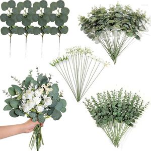 Dekoratif Çiçekler Yan 57pcs Karışık Yapay Okaliptüs Saplar DIY Bukets Çiçek Düzenlemesi Düğün Ev Oda Dekoru