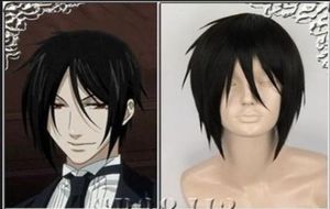 Black Butler Sebastianmichaelis Короткий черный косплей парик Hairgtgtgtgt Новая высококачественная модная картина Wig7351352