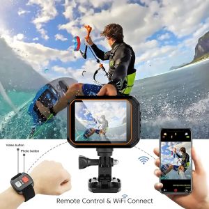 Kameralar WiFi Action Camera 4K 60 FPS Uzaktan kumanda ekranlı su geçirmez HD Sport Kamera Drive Recorder Bisiklet Video Kamera Kask