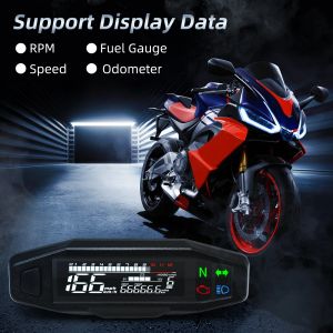 O mais novo Universal 12000 RPM Motorcycle Speedometer Medidor de óleo Tacomômetro Medidores digitais cluster de instrumento Turn Signal Luz