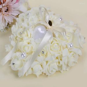 Dekoratif Çiçekler HQYP010 Düğün Töreni Şerit İnci Beyaz Yolcu Yastığı Kalp Kutusu Malzemeler Hediye