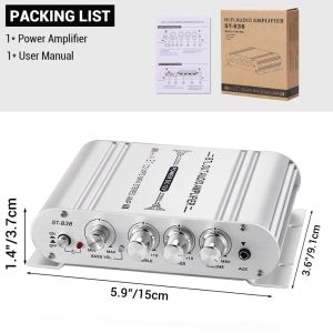 12v3a güç amplifikatörü ile hifi 2.1 kanal bas ses amp rms 20wx2+40W Sınıf D Mini Medya Oynatıcı ST-838 Araba Silver Home Amp