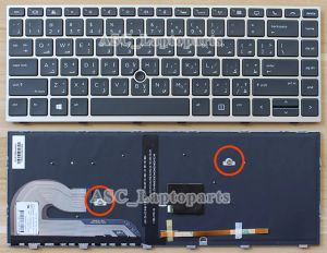 Klavyeler Yeni Rusya ABD / Arapça ABD / HP EliteBook için Fransız Clavier Klavye 840 G5 846 G5 745 G5 G6 Arkadan aydınlatmalı gümüş çerçeve, Pointer