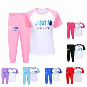 Bebek Çocuk Giysileri Trapstar Pijama Setleri Kısa Kollu Tshirtler Uzun Pantolon Erkekler Çocuklar Çocuk Giyim Takımları İlkbahar Yaz Gençlik Yürümeye Başlayan Üstler PR 055V#