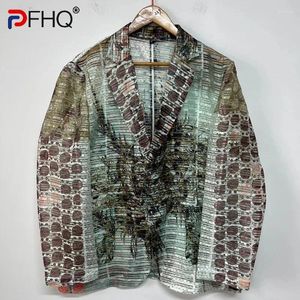 Erkek Suit Pfhq Dot Art Baskılı Organza Blazers Seksi Işık Lüks Perspektif Tasarımcı Yaz Serin Güneş Koruyucu Takım Ceketler 21Z4413