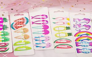 Симпатичная краска для выпечки волос Barrettes 6pcs Card Kids Girl Fashion Accessories Accessories Mermaid unicorn Flamingo Hair Clips 3 5xz2036725