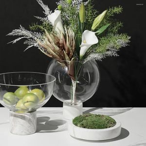 Dekoratif figürinler modern ışık lüks cam vazo ev başucu yatak odası basit şeffaf çalışma oturma odası masaüstü su çiçek ekici