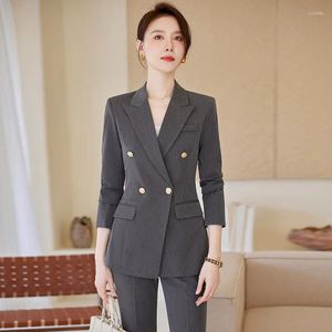 Kadınlar İki Parçalı Pantolon Business Suit Sonbahar 2024 İnce Fit Zayıflama 4s Mağaza Mücevher Mağazası El Front Bors Fronts Uniforms Tayt