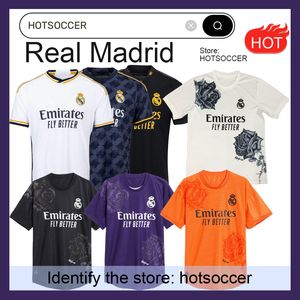 23 24 25 Bellingham Reals Madrids Jersey de futebol Y-3 2023 2024 Casa da terceira camisa de futebol Camiseta Rodrygo Vini Jr Plus Tamanho 2xl Purple Black Orange Hotsoccer