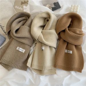 Felpe Lunadolphin Donne Autunno inverno Solido colore sciarpa Slingerchief morbido bianco marrone bianco a maglia in lana in INS NACK MACCHINA Sciallo pashmina