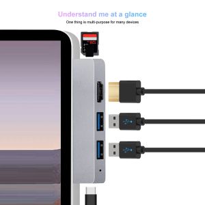 Microsoft Surface Pro X Pro 8 Pro 9 Typec Dock Adaptörü USB 3.0 HDMI Uyumlu TF SD Kart Okuyucu Docking Splitter için İstasyonlar USB C HUB