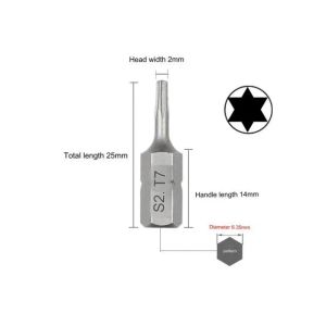 1 дюйм T6 T7 T8 T9 T10 T15 TORX BIT BIT SET S2 Стальная 1/4 дюйма 6,35 мм шестнадцатеричной хвостовик.