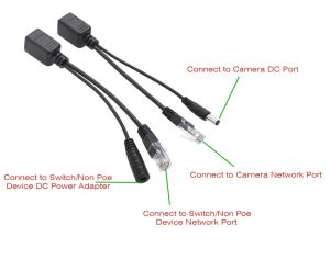 10pcs (5pair) Poe Splitter Poe Switch Sweed Adapter Adapter Tape Evel 5 В 12 В 24 В 48 В кабель питания 5,5*2,1 мм
