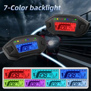 Motosiklet hızölçer Universal Moto Gösterge Tablosu 7 Renkler Arka Işık Ayarla Yakıt Göstergesi LCD KOK TOPRAK 1 2 4 Silindir İçin Dijital