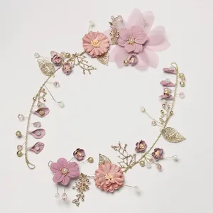 Clipes de cabelo 1pc Bride Headwear Pearl Band lindo Purple Flower Tiara Coroa Coroa Casamento Romântico Mulheres Acessórias