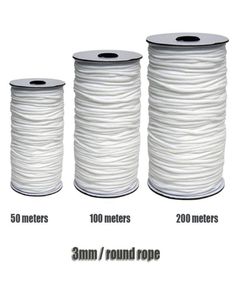 50100200M Bandas de elastices de 3 mm de 3 mm White e Black Polysters Bands para Acessórios de costura para roupas de roupa 9662208