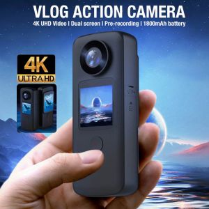 Kameralar 2023 YENİ 4K HD VLOG Action Camera Çift Ekran Antishake Handheld Video Recorder Açık Dalış Su Geçirmez Spor Kamerası