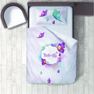 Yatak takımları çizgi film bebek çocuk odası beyaz arka plan uçan renkli kelebekler 3d baskı özel 3 adet yorgan kapağı yatak örtüsü tabakaları