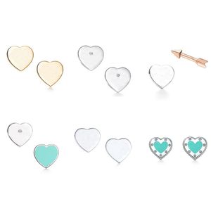 S925 Серебряные сердечные серьги для сердечных сердечников для женщин Т Бренд Сладкая классическая голуба