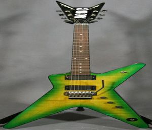 Yüksek kaliteli yanık elektro gitar dimebag darrell imza dime slime çin oem gitarlar floyd ross tremolo köprü yeşil fla2954520