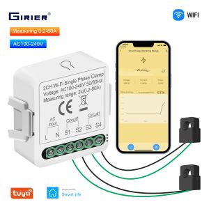 Монитор энергетики Wi -Fi Girier Smart Power Monitor с 1/2 тока Трансформатор Поддержка зажигания.