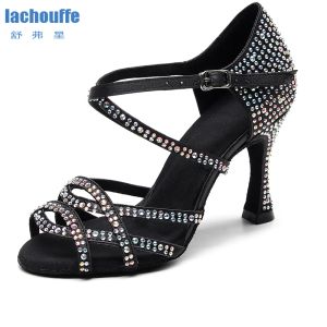 Сапоги Women Salsa Latino Dance Shoes Black Rhineston Waltz Dancing Shoes For Girls High Heel Свадебные туфли дамы танцы