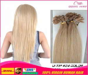 İpeksi düz 100g önceden yatırılmış İtalyan keratin tırnak ucu u ipucu füzyon Hint Remy İnsan Saç Uzantıları 100 Strands 16 Quot22quot3812033