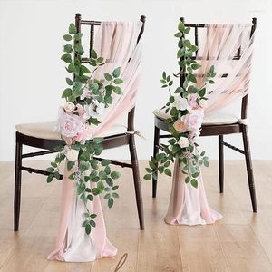 Stuhlabdeckungen Hochzeit Rose Blumen Flächen für Geburtstagsfeier romantisches Band Bankett El Dekoration