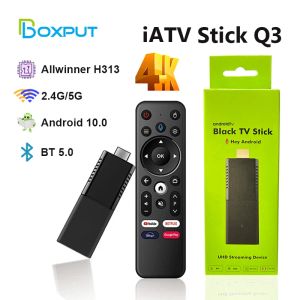 Коробка оптом iAtv Q3 TV Stick Android 10.0 Allwinner H313 Portable Smart TV Box Voice Remote WiFi BL5.0 4K Видео Мини Установите верхнюю коробку