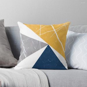 Подушка абстрактная рисунка треугольники синий / желтый серой диван -диван