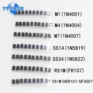 70/100pcs SMD diyotlar 1N4007 M7 1N4001 M1 1N4004 M4 SS14 US1M RS1M SS34 Schottky Diyot Doğrultucu Diyotlar Seti 1N4148 1N5399 1N5408