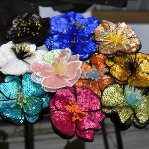 El yapımı boncuklar nakış çiçeği renkli payetler yama bezi ile dekore edilmiş DIY yardımcı malzeme büyük onarım deliği aplike