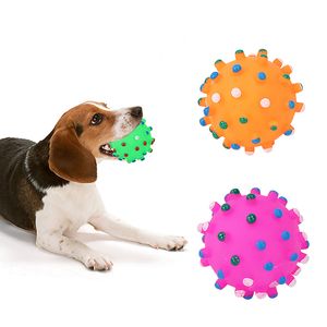 Toys de cachorro de borracha Ball Pet Dog Squeaky Bolas de mastigação cães jogam bola de mastigação para limpeza de dentes, brinquedos engraçados interativos